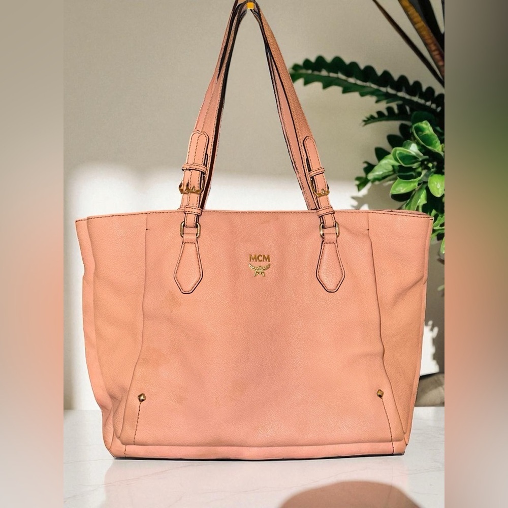 MCM Pink Structured Tote Bag with Double Handles